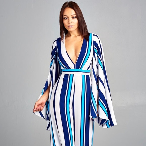 Long Sleeve Stripe Jumpsuit - Picture 2 of 3